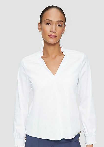 s.Oliver BLACK LABEL Langarmbluse Bluse mit gerüschtem Kragen und gesmokten günstig online kaufen