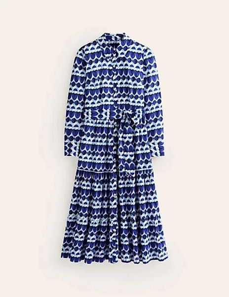 Flo Maxi-Hemdblusenkleid aus Baumwolle Damen Boden, Blau, Abstrakte Illusio günstig online kaufen