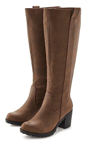 LASCANA Weitschaftstiefel Stiefel, Stiefelette, langer Stiefel, Blockabsatz günstig online kaufen