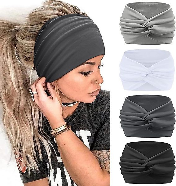 Zaewry Haargummi 4 Stück Stirnbänder Damen Boho Breite Haarband Weiche Yoga günstig online kaufen