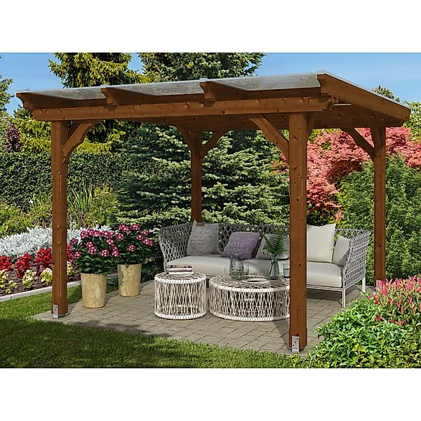 Skan Holz Holz-Pavillon Marseille Eiche hell lasiert 274 cm x 304 cm günstig online kaufen