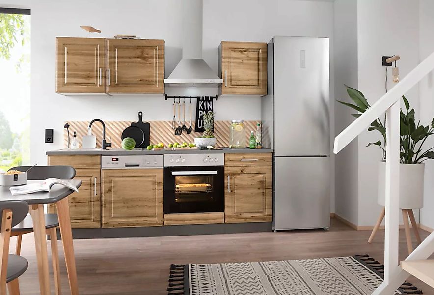 HELD MÖBEL Küchenzeile »Stockholm«, Breite 220 cm, mit hochwertigen MDF Fro günstig online kaufen