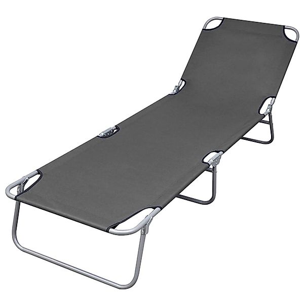 furnicato Sonnenliege Klappbar mit Rückenlehne Verstellbar Grau günstig online kaufen