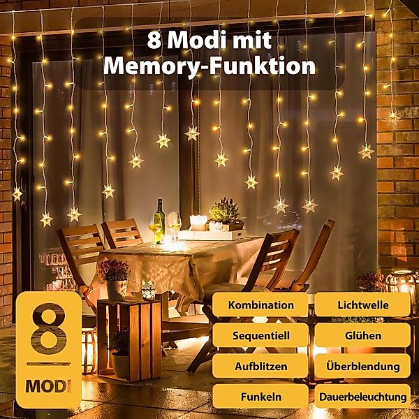 Salcar LED-Lichtervorhang 2M LED Schneeflocke Lichtervorhang günstig online kaufen