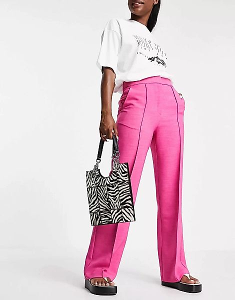 Topshop – Figurbetonte Hose in leuchtendem Rosa mit geradem Schnitt günstig online kaufen