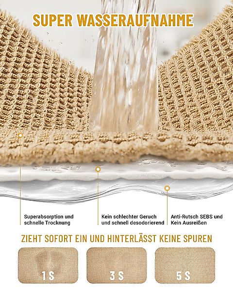 Coonoor Badematte Rutschfeste Waffel-Badmatte, Super Absorbierende günstig online kaufen