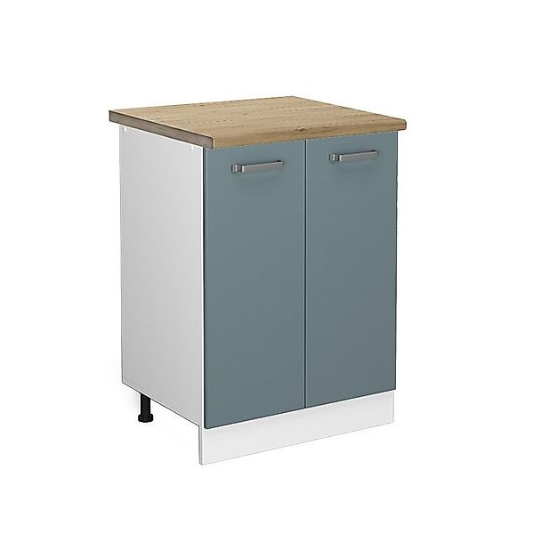 Vicco Küchenunterschrank R-Line Küchenkommode Blau-Grau/Weiß 60 cm AP Eiche günstig online kaufen