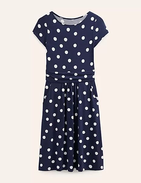 Amelie Jersey-Kleid Damen Boden, Französisches Marineblau, Punkte günstig online kaufen