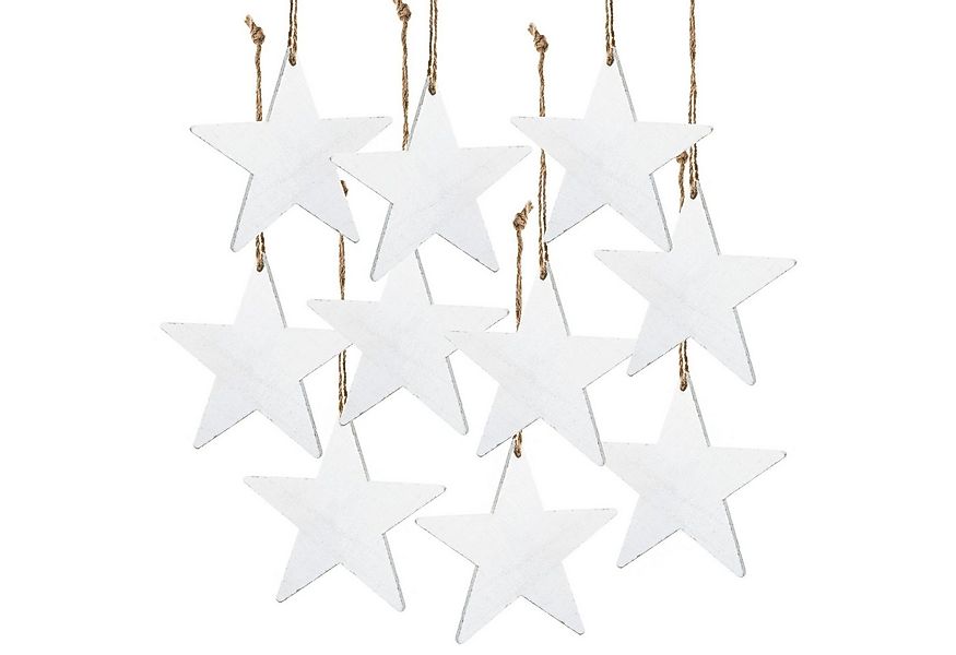 Logbuch-Verlag Dekofigur Weiße Holzsterne 10 cm zum Aufhängen mit Juteschnu günstig online kaufen