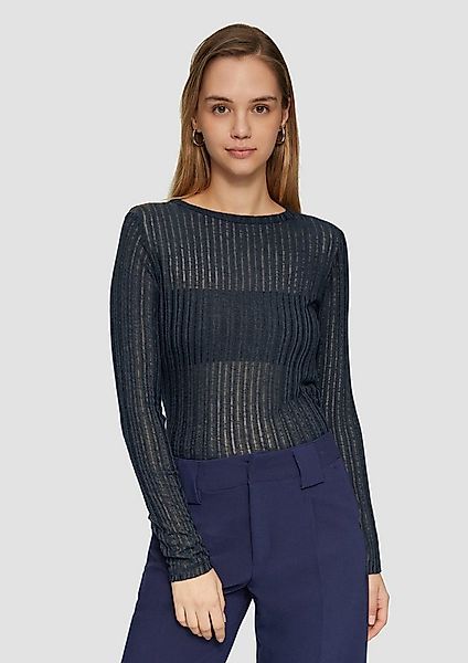 QS Langarmshirt T-Shirt Leicht transparentes Longsleeve mit Strukturmuster günstig online kaufen
