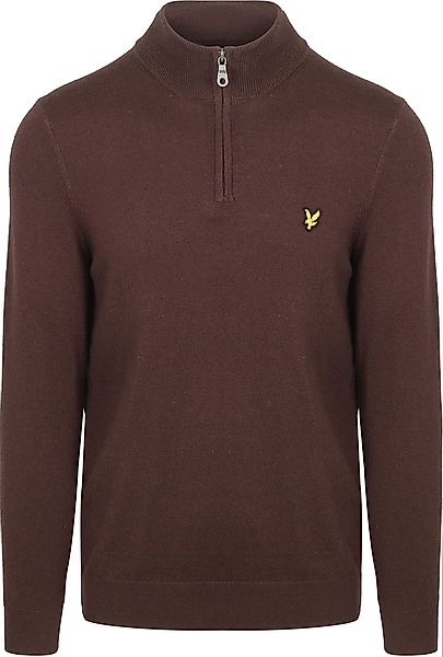 Lyle & Scott Half Zip Pull Merino Wolle Espresso - Größe L günstig online kaufen