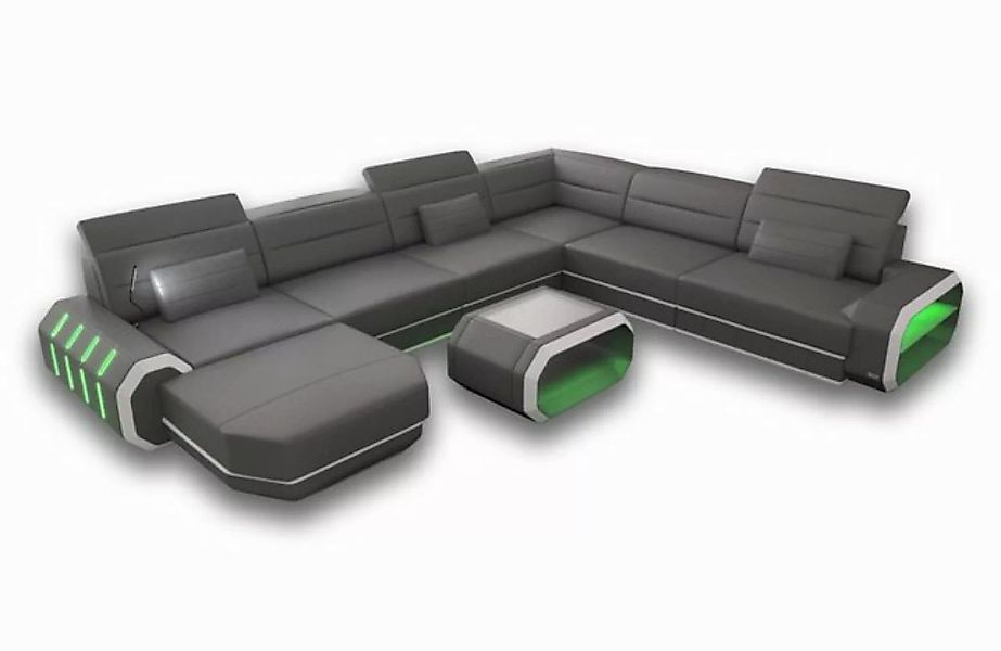 Sofa Dreams Wohnlandschaft Ledercouch Leder Sofa Roma XXL U Form Ledersofa, günstig online kaufen