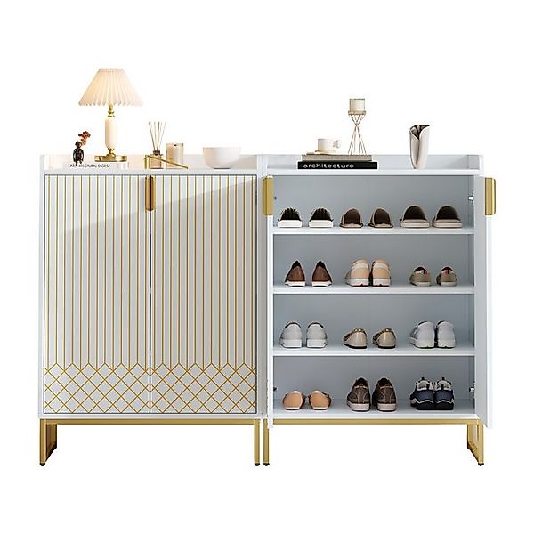 Rutaqian Schuhschrank Zwei Schuhschränke mit goldenen Metallbeinen und Aufb günstig online kaufen