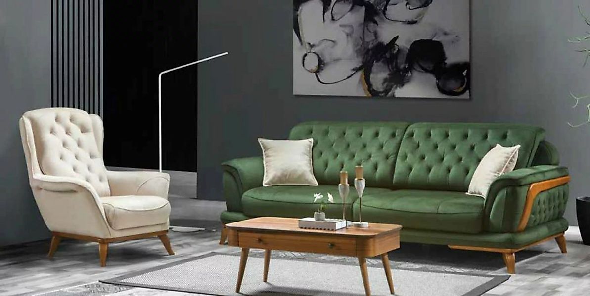 JVmoebel Sofa Luxus Chesterfield Sofagarnitur 3+1 Sitzer Couch Sessel Stilv günstig online kaufen
