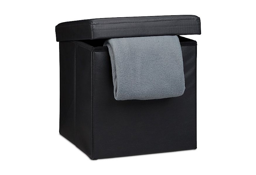 relaxdays Sitzhocker Faltbarer Sitzhocker Kunstleder, schwarz günstig online kaufen