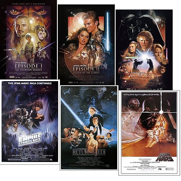Star Wars Poster Star Wars Poster 6erSet Episode I, II, III, IV, V, VI 61 x günstig online kaufen