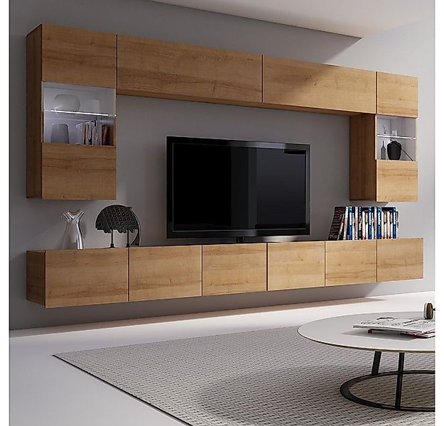Lomadox Wohnwand CAIRNS-132, (6-St), in Eiche Nb., Modern, grifflos günstig online kaufen