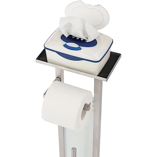 Wenko Stand WC-Bürstengarnitur Debar mit Ablage Edelstahl günstig online kaufen