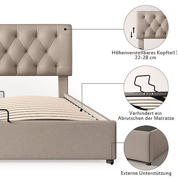 i@home Polsterbett Hydraulisch Polsterbett,Verstellbares Kopfteil Doppelbet günstig online kaufen