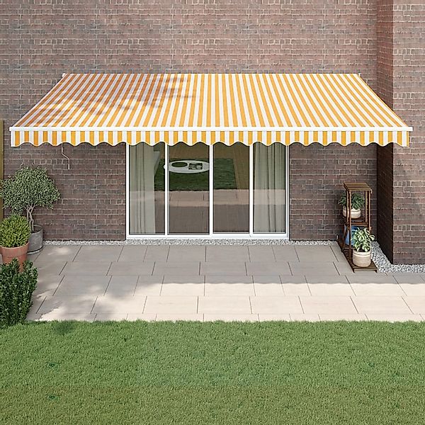 furnicato Markise Einziehbar Gelb und Weiß 5x3 m Stoff und Aluminium günstig online kaufen
