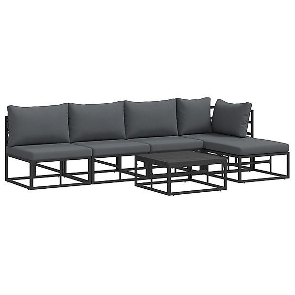 vidaXL Garten-Sofa-Set mit Kissen 6-Tlg Schwarz Aluminium 3378859 günstig online kaufen