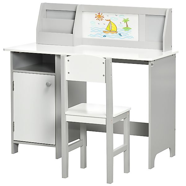 HOMCOM Kinder-Schreibtisch-Set mit Whiteboard - Schreibtisch für Kinder +5 günstig online kaufen