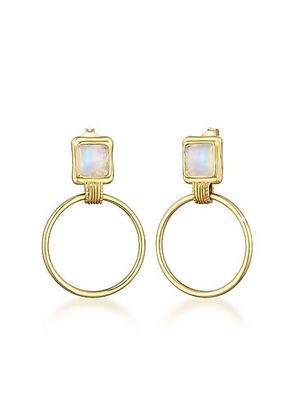 Elli Premium Paar Ohrstecker Kreis Mondstein Vintage Geo 925 Silber günstig online kaufen