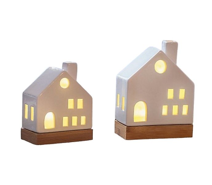 Home-trends24.de Dekoobjekt LED Haus Weiß 2er Set Häuser Figur Objekt Deko günstig online kaufen
