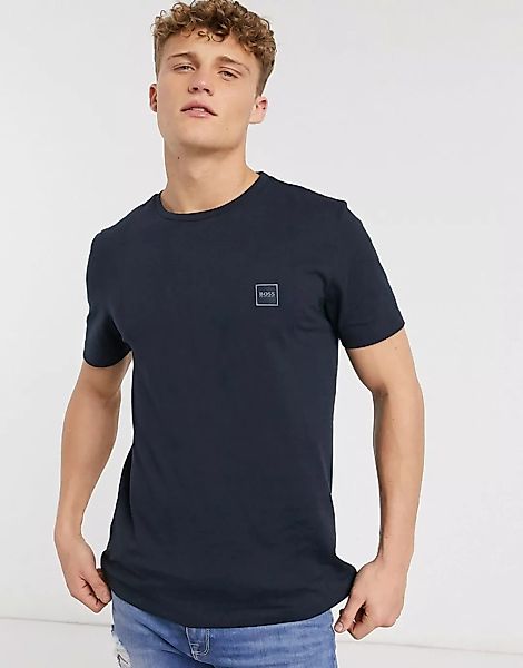 BOSS – Tales – Marineblaues T-Shirt mit Kastenlogo günstig online kaufen