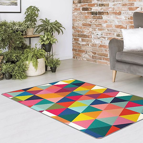 Teppich Buntes Dreieck-Muster günstig online kaufen