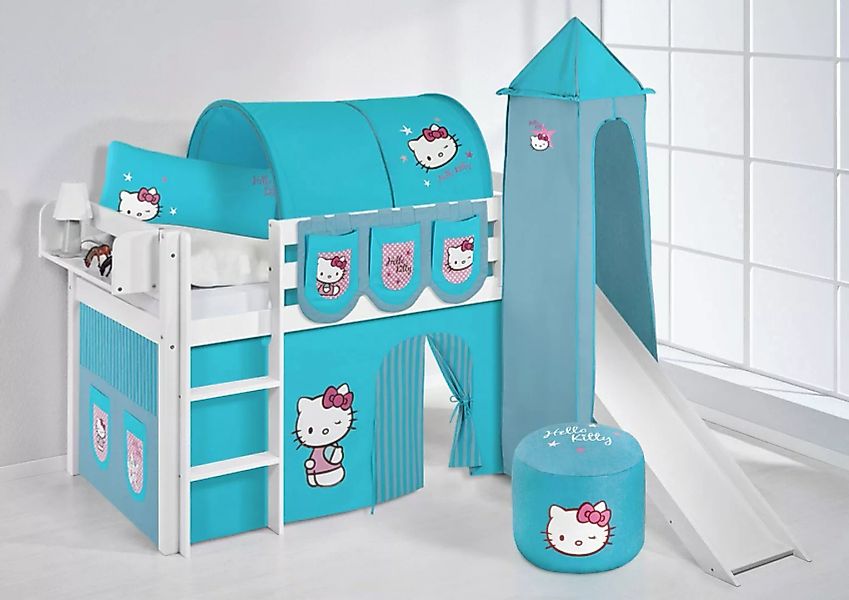 Lilokids Kinderbett Spielbett JELLE Hello Kitty - mit Rutsche & Vorhang & T günstig online kaufen