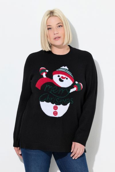 Ulla Popken Strickpullover Pullover Weihnachtsmotiv Stehkragen günstig online kaufen