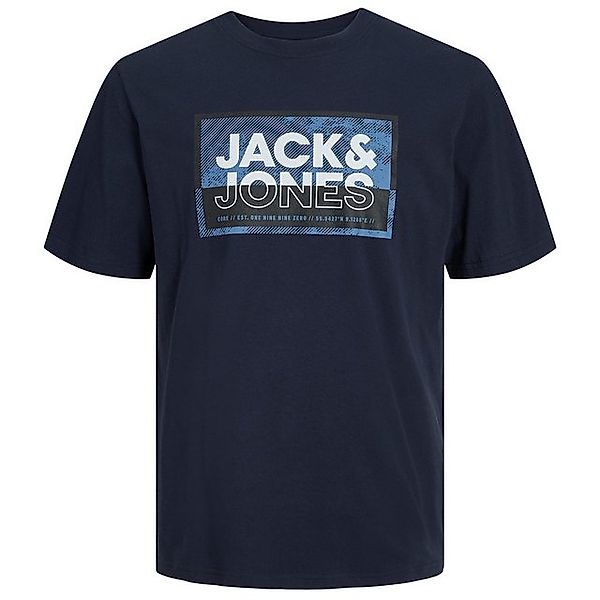 Jack & Jones Rundhalsshirt Große Größen Herren T-Shirt navy Logoprint JCOLO günstig online kaufen