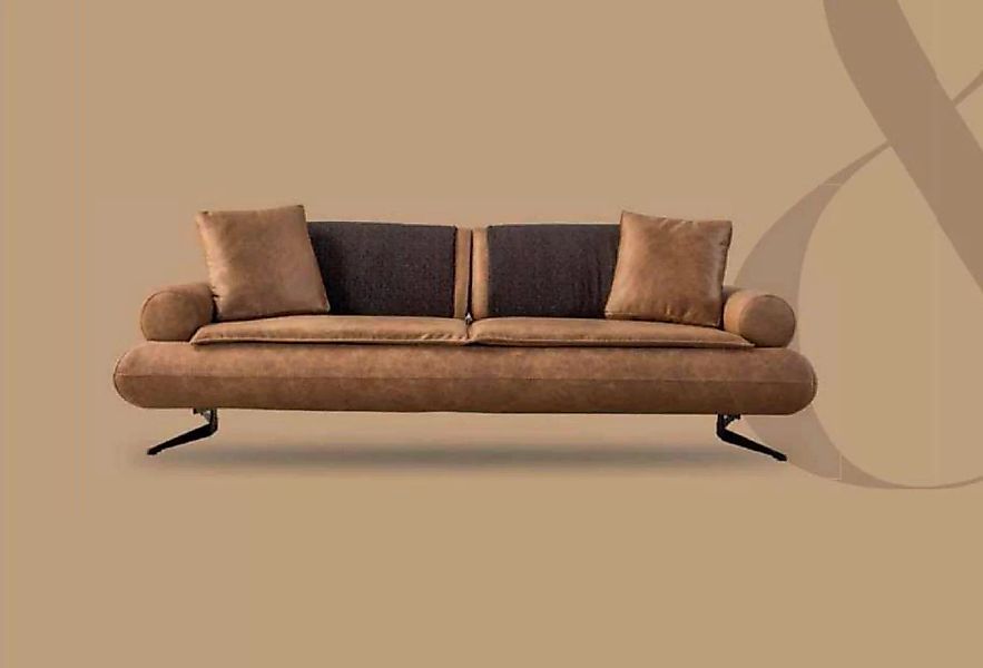 JVmoebel Sofa Zweisitzer Sofa 3 Sitzer Sofas Braun Kunstleder Wohnzimmer Lu günstig online kaufen