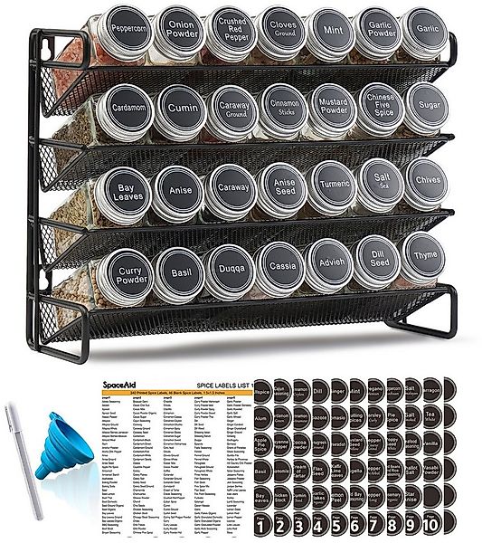 SpaceAid Gewürzregal 4-stöckiges Gewürzregal Stehend, mit 28 Gewürzgläsern, günstig online kaufen
