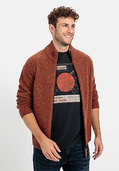 camel active Strickjacke aus nachhaltiger Merinowolle Langarm Stehkragen St günstig online kaufen