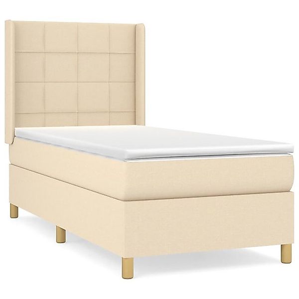 vidaXL Boxspringbett, Boxbett mit Matratze Creme 90x200 cm Stoff günstig online kaufen