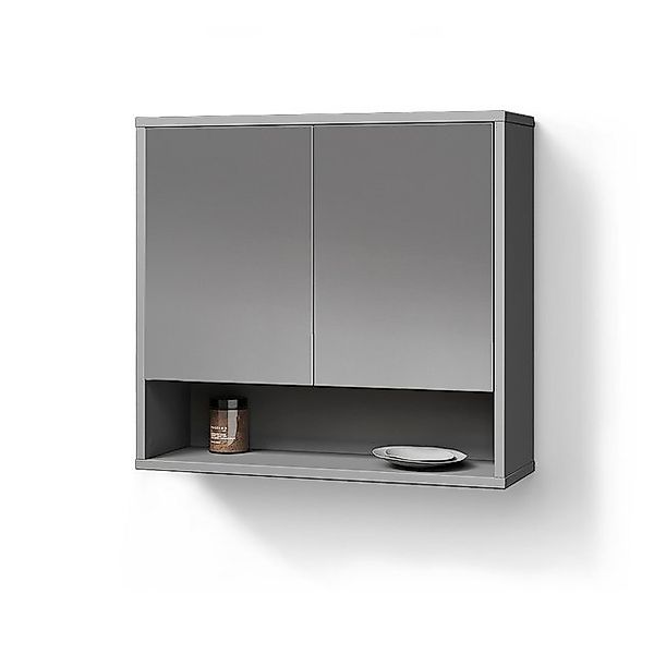 Livinity® Badezimmerspiegelschrank ATERNO, Grau/Grau, 70 x günstig online kaufen