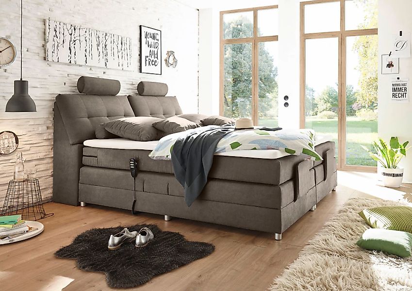 ED EXCITING DESIGN Boxspringbett "Palermo", inkl. Motor, Topper, Kopfstütze günstig online kaufen