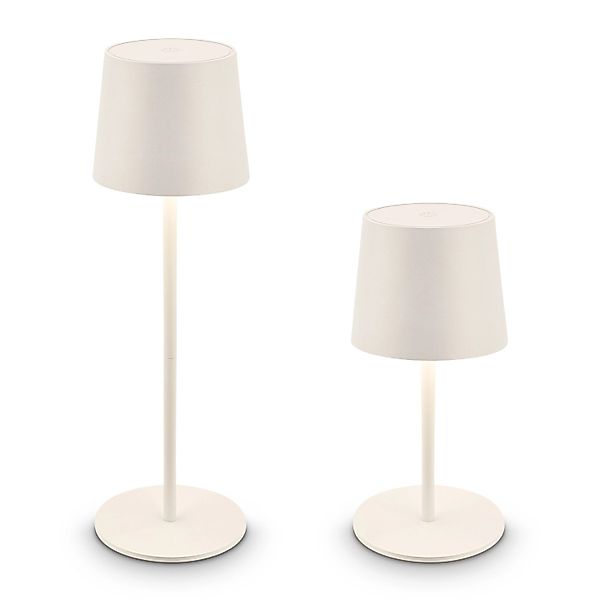 Brilo Akku-LED-Tischleuchte Bota Altweiß Ø 11 cm günstig online kaufen