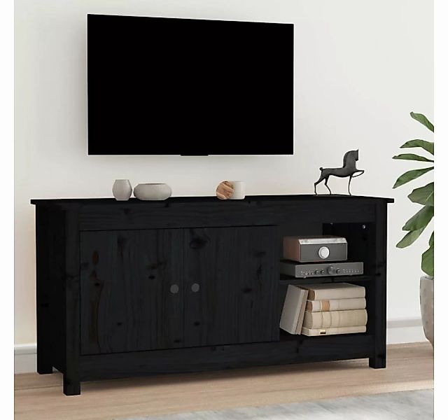 furnicato TV-Schrank Schwarz 103x36,5x52 cm Massivholz Kiefer günstig online kaufen