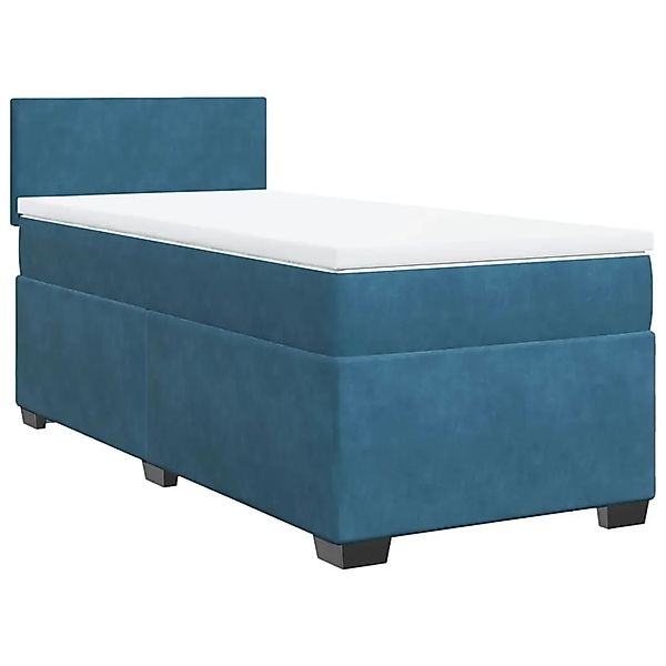 vidaXL Boxspringbett mit Matratze Blau 90x190 cm Samt 3288484 günstig online kaufen