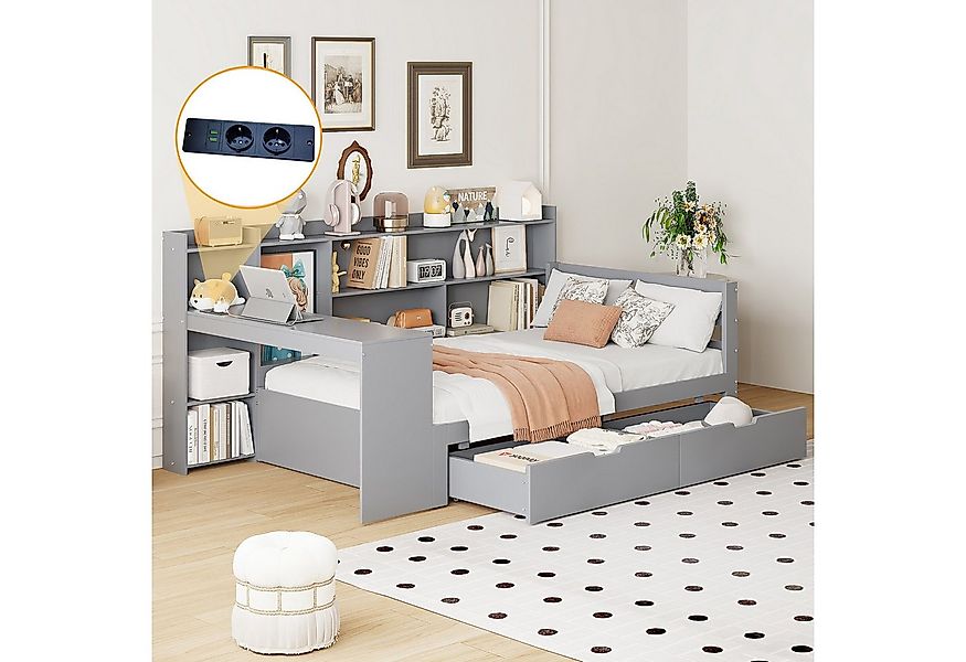 Merax Daybett mit USB-Ladeanschluss (Multifunktionales Schlafsofa Tagesbett günstig online kaufen