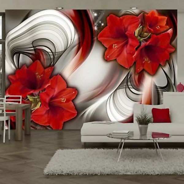 artgeist Fototapete Amaryllis - Ballad of the Red mehrfarbig Gr. 300 x 210 günstig online kaufen
