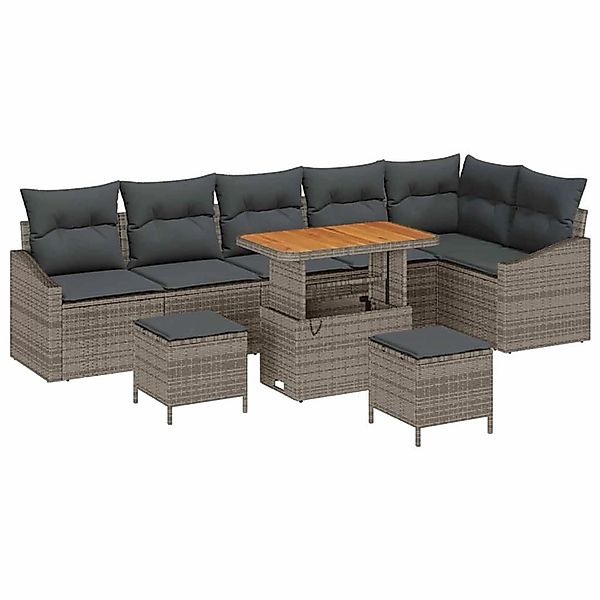 vidaXL Garten-Sofa-Set mit Kissen 9-Tlg Grau Poly Rattan 3362678 günstig online kaufen