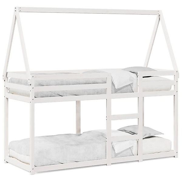 vidaXL Bett, Etagenbett mit Dach Weiß 90x190 cm Massivholz Kiefer günstig online kaufen