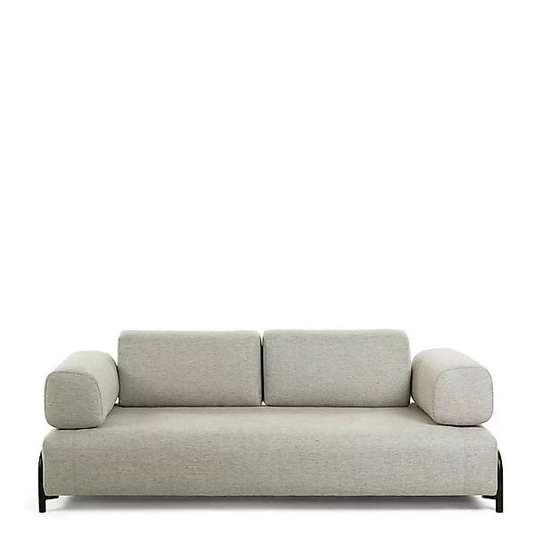 Zweisitzer Sofa in Beige Stoff Armlehnen günstig online kaufen