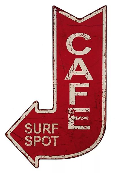 Blechschild CAFE - SURF SPOT Dekoschild Wegweiser Nostalgie Vintage 40x25cm günstig online kaufen