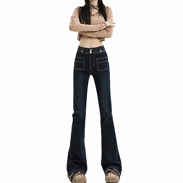 RUZU UG Slouchy Jeans Schlagjeans Damen Jeans Straight-Jeans Jeanshose Skin günstig online kaufen