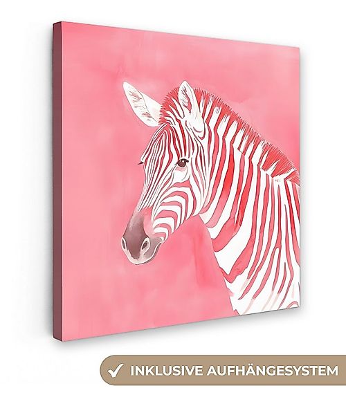 OneMillionCanvasses® Leinwandbild Zebra - Rosa - Farbe, Fotodruck (1 St), W günstig online kaufen